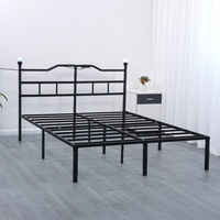 Meubles de chambre à coucher modernes, cadre de lit double pliable surdimensionné en fer avec lampe de chevet, vente en gros de lits en fer pour chambre à coucher
