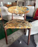 Chaise de salle à manger en tissu imprimé floral vintage, dossier ovale à pieds fins en bois massif, chaise d'appoint pour la maison et le restaurant