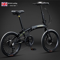 Vélo pliant 20 pouces ultra-léger portable pour adulte, fourche à ressort en alliage d'aluminium, sans installation, capacité de charge 120 kg, double pliage