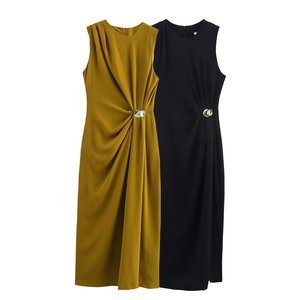New and Style Women's <strong>Fashion</strong> Temperament Sleeveless Pleated Decorative Dress - Product Image 1