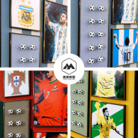 Nouvelle Tendance : Peinture Décorative de Stars du Football, Art Moderne Suspendu, Œuvre Murale Abstraite avec Cristiano Ronaldo, Messi et Neymar