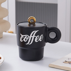 Custom Logo Creative Couples 380Ml 12Oz Porcelain Tea <b>Cup</b> Cute Water <b>Cup</b> Milk Tea Breakfast <b>Cup</b> <b>Ceramic</b> Coffee Mug With Gold Lid - Product Image 1