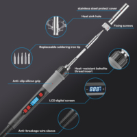 Kit de fer à souder numérique LCD 60W de haute qualité avec chauffage en céramique et 5 pointes de soudage portables pour le soudage