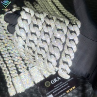 Collar de Diamantes Moissanite VVS de 5-6 Hileras, Estilo Hip-hop, Cadena Cubana con Acabado Plateado para Hombre