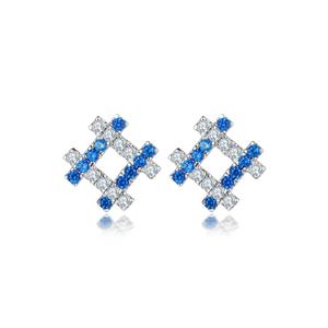 Boucles d'oreilles clous en argent sterling 925 avec zircon 5A de luxe pour femmes, design géométrique étincelant, cadeau de fiançailles, mariages - Product Image 2