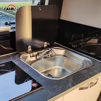 Robinet d'évier portable CanRun en laiton pliable argenté pour caravane, camping-car et usage extérieur