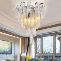 Lustre artistique à pampilles de style nordique, design unique, en aluminium italien, éclairage LED, lampe de plafond minimaliste à chaîne argentée pour îlot de cuisine