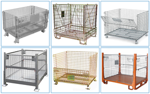 Kim loại bền lưu trữ dây lưới <span class=keywords><strong>container</strong></span> <span class=keywords><strong>Stackable</strong></span> thép mạ kẽm có thể gập lại dây lưới Pallet lồng - Product Image 5