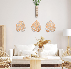 Decorazione Murale in Legno a Forma di Foglie di Palma, Set da 3 Pezzi Personalizzabile, per <span class=keywords><strong>Soggiorno</strong></span>, <span class=keywords><strong>Cucina</strong></span>, Camera da Letto e Giardino - Product Image 5