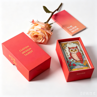 Jeu de cartes de tarot en feuille d'or, 78 cartes avec guide en anglais, coffret cadeau inclus, vente en gros et logo personnalisé