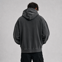 Sudadera con Capucha Oversize de 350g, 100% Algodón Tejido, Transpirable, con Cierre, Color Sólido, Estilo Urbano, Otoño, Lavado, con Logotipo Personalizado OEM, Unisex
