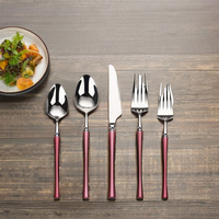 Bulk Stainless Steel Gold Flatware Set with Multi Color Tapered Handle for Wedding Party and Hotel Restaurant Table Use