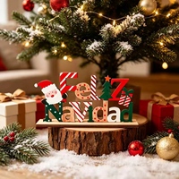 Figurine de Noël en bois, décoration de table de fête, ornement artisanal pour cheminée et étagère, cadeau d'hiver style ferme