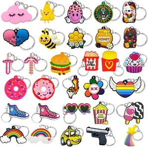 wholesale keychain shoe glasses popcorn ice cream Rainbow pistol meteor cartoon key rings custom key holder couple sweet pendant