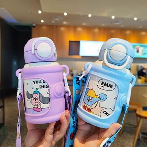 Children's Dual-Drink 316 Stainless Steel Vacuum <b>Insulated</b> <b>Cup</b> With Sleeve For School Outdoor Use Cartoon Animal Design - Product Image 2