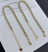 Bracelet chaîne à perles pavées en or massif 18 carats AU750 réglable 15+3CM avec extension cœur pour femme, bijoux fins, fournisseur d'or, vente en gros