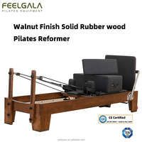 Reformer de Pilates portable et réglable en bois de caoutchouc avec laque teintée noyer, personnalisé pour la maison, idéal pour le yoga, le Pilates et la gym, pour la santé