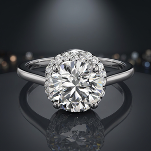 Bague solitaire à halo partiel en diamant rond cultivé en laboratoire certifié IGI, or 10K 14K 18K, argent 925 935, bijoux de fiançailles - Product Image 1