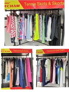Rok tenis pinggang tinggi desain baru rok tenis olahraga aktif Golf rok tenis bernapas kantung bergaris rok untuk wanita - Product Image 6