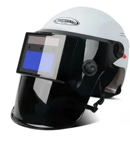 Capacete ABS equipado com fonte de energia dupla ajustável, máscara de soldagem com escurecimento automático, capacete de soldagem para trabalhadores
