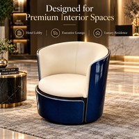 Fauteuil individuel moderne en fibre de carbone, chaise longue ronde en cuir pour salon, chambre, suite d'hôtel, usage intérieur, coque bleue