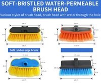 Brosse de lavage de voiture à poils doux alimentée en eau avec raclette compatible avec les poteaux alimentés en eau pour les détails automobiles et le nettoyage à domicile