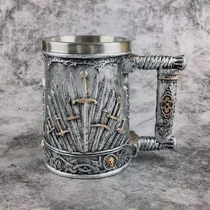 I vendicatori tremano tazze da caffè in acciaio inossidabile 3D Statur Odin resina boccale di birra vyking Hammerfall thor's Hammer Resin boccale di birra