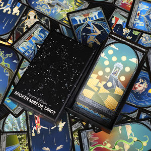 <span class=keywords><strong>Mazzo</strong></span> di Tarocchi Specchio Rotto Quarta Edizione, <span class=keywords><strong>Carte</strong></span> in Stile Vetro Dipinto, Bordo Argento Laser - Product Image 1