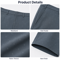 Shorts de golf pour hommes en bleu ardoise avec imprimé subtil, shorts de golf extensibles à séchage rapide, OEM ODM, étiquette privée, approvisionnement en gros