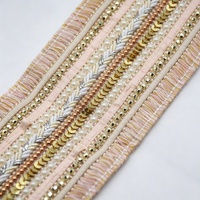 Ruban en tweed à franges double face avec sequins et perles de 7 cm pour la confection de vêtements, robes, sacs et costumes