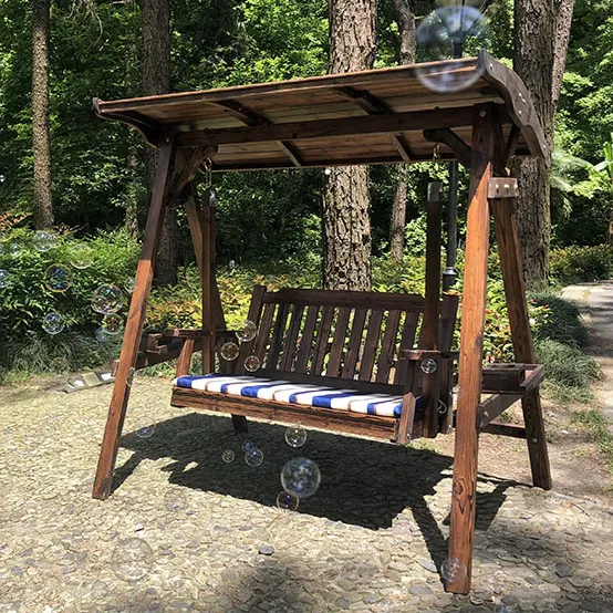 Chaise à bascule 2 places suspendue, en bois massif, pour loisirs d'extérieur, jardin/Patio