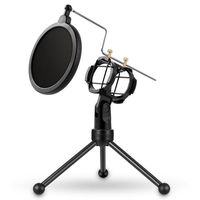 Microphone à condensateur de bureau sans fil, support, directivité omnidirectionnelle, portable, design rotatif réglable, métal et plastique