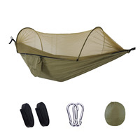 Hamac de camping portable en nylon pour 2 personnes avec moustiquaire et auvent amovible, léger, capacité 200 kg, idéal pour les activités de plein air et la randonnée.