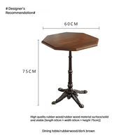 Meubles de table de restaurant de style antique en bois de chêne massif d'épaisseur petit dessus de table octogonal pour restaurant