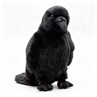 Nouvelle Peluche Corbeau Noir Réaliste, Animal en Peluche Corbeau Entièrement Noir, Décoration Gothique pour Chambre, Cadeau, Jouet de Collection en Gros