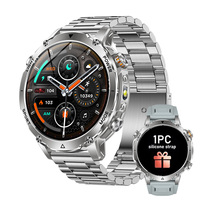 Montre connectée robuste AK106 pour hommes, directement de l'usine, batterie longue durée 1400 mAh, lampe torche LED, boussole, IPX8, appels Bluetooth, suivi d'activité IA, 2026