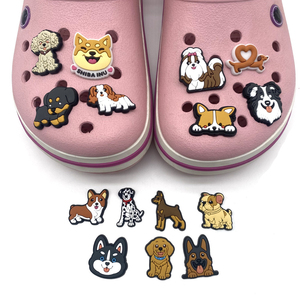 Breloques pour chaussures en forme d'animaux (chien) pour accessoires <span class=keywords><strong>Crocs</strong></span>, sabots, claquettes à bulles, décoration de chaussures DIY, breloques à boucle, cadeau de fête - Product Image 1