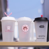 Gobelet jetable en PP écologique pour boissons, thé au lait, jus, design givré par injection, qualité alimentaire, 24 oz, paroi simple, personnalisable, style célébrité des réseaux sociaux