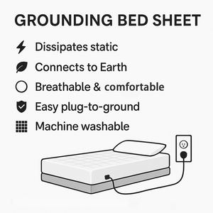 ผ้าปูที่นอนหนัง PU สีน้ำเงินพื้น | แผ่นต่อสายดินป้องกันไฟฟ้าสถิตย์เพื่อการนอนหลับที่ดีขึ้นปรับปรุงการนอนหลับและลดการอักเสบ - Product Image 6