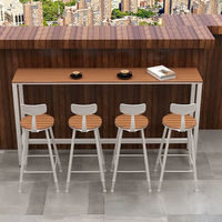 Table de bar haute moderne en WPC et métal pour extérieur, anti-corrosion, pour balcon, cour, salon de thé, café