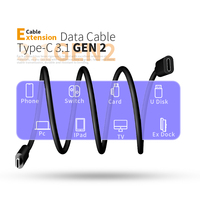 Cable de Extensión USB-C de Alta Velocidad 3.1 Macho a Hembra, Carga PD de 100W, Transferencia de Datos de 10Gbps, Salida de Audio y Video, 1m, para Cámara, Teléfono Móvil