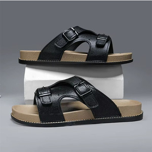 Großhandel Herren-Sandalen, Doppelschnallen-Slides, Verstellbarer Riemen, PVC-Außensohle, Flache Casual Sommer-Strandpantoffeln - Product Image 5
