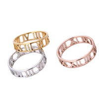 SSeeSY Personnalisable Personnalisé Bijoux De Mode Titane Chiffres Romains Creux Bagues En Acier Inoxydable Anneaux pour Hommes Femmes