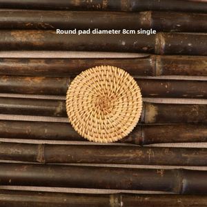 Handmade Non-Slip Bohemian Style 5mm Thick <b>Bamboo</b> Rattan Woven Coaster Mat for Tea Ceremony Dining <b>Table</b> Teapot - Product Image 3