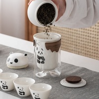 Portable stockage voyage en céramique verre théière ensemble Mini ensemble Simple Panda Kung Fu service à thé tasse à thé en plein air transporter Guanshan tasse rapide