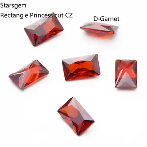 starsgem quiet quality wholesale loose fancy rectangle Princess cut garnet color cubic zirconia stones sale in stock