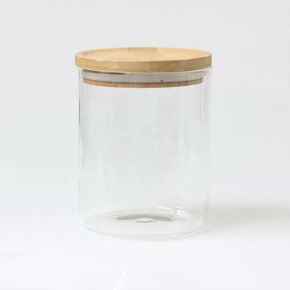 Conservazione degli alimenti da cucina alimenti per caramelle resistenti al calore coperchio in legno sigillato in gomma contenitori ermetici barattolo di vetro con coperchio in bambù