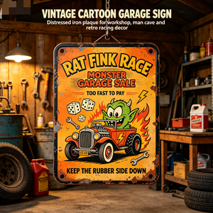 Decorazione all'ingrosso: Nuova targa in ferro divertente con stampa UV Rat Fink per parete, regali per laurea, Capodanno, anniversario, casa, garage, man cave - Product Image 3