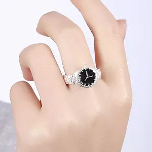 도매 독특한 반지 시계 모양 손가락 지르콘 시계 반지 여성
