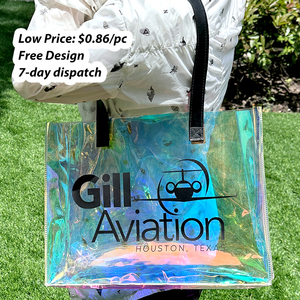Bolsa de mano de PVC con logotipo personalizado holográfico impermeable láser bolsas de compras de plástico con logotipo diseño de bolso de mano para mujer - Product Image 3